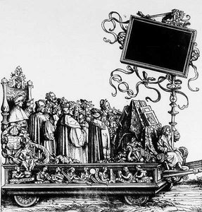 Een scène uit Maximiliaans Triomftocht, c.1516-18 door Hans Burgkmair