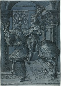Ruiterportret van keizer Maximiliaan, 1508 door Hans Burgkmair