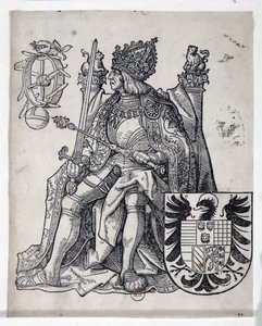 De Keizer Maximiliaan, circa 1509-1512 (gravure) door Hans Burgkmair