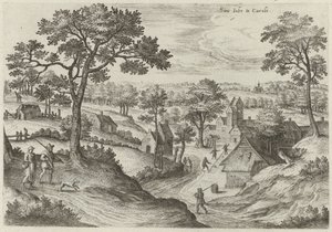 Gezicht op de kerk van St. Job en het kasteel van Carloo
