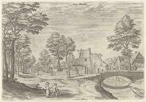 Gezicht op de weg naar de Brusselse stadspoort Overmolen door Hans Collaert (I)