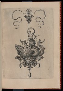 Plaat 8, uit Bullarum Inaurium etc. Archetypi Artificiosi Pars Altera (Hangers, Oorbellen, enz. Ontwerpen van de Meest Bekwame Aard, Deel Twee) door Hans Collaert the Elder