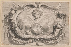 Drukkersmerk voor Jan van Keerbergen: Vignet voor Biblia Cum Glossa Ordinaria door Hans Collaert the Younger