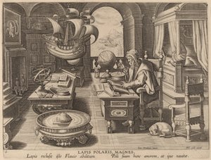 Lapis Polaris, Magnes (De Magneet) door Hans Collaert the Younger after Jan van der Straet