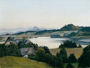 Karinthisch landschap (Kraiger-meer met Ulrichsberg) door Hans Frank