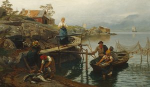 Na het vissen door Hans Gude