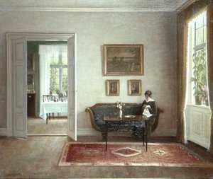Interieur met zittende figuur