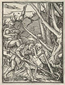 De dans van de dood: Verdrijving uit het paradijs; Adam bewerkt de grond
