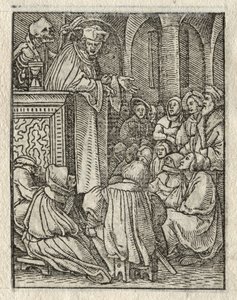 De dans van de dood: De prediker; De priester door Hans Holbein