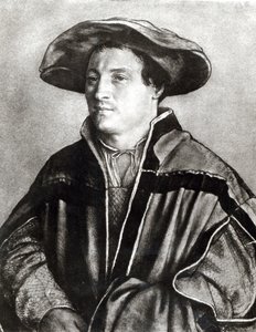 Portret van een man met een rode hoed, ca. 1530 door Hans Holbein der Jüngere