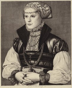 Portret van een vrouw in 16e-eeuwse kleding