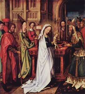 Duits: Darstellung Christi im Tempel Altaar van de Dominicanen, linker binnenvleugel, onderste paneel: De voorstelling van Christus in de Tempel door Hans Holbein the Elder