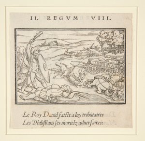 David onderwerpt zijn vijanden (recto); David en Uria (verso) door Hans Holbein der Jüngere