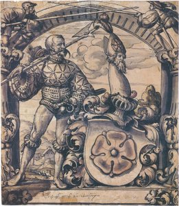 Ontwerp voor een heraldisch paneel van glas-in-lood door Hans Holbein the Younger