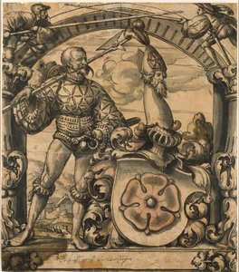 Ontwerp voor een heraldisch glas-in-loodpaneel door Hans Holbein der Jüngere