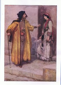 Hoor je mij, Jessica: sluit mijn deuren (De Koopman van Venetië), uit De Volledige Werken van Shakespeare gepubliceerd door George Harrap & Co Ltd, 1920s door Hans Holbein der Jüngere