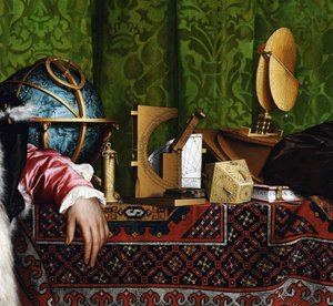 De ambassadeurs (detail van de astronomische instrumenten op de bovenste plank)