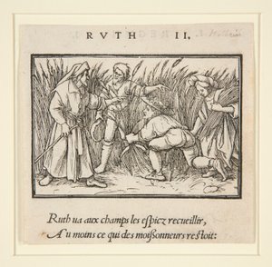 Ruth die in de velden van Booz verzamelt (recto); Hannah en Elkanah (verso)