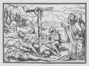De koperen slang, Numeri XXI, 9 door Hans Holbein der Jüngere