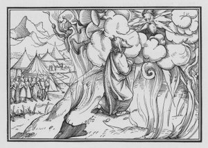 De angstaanjagende aanwezigheid van God op de berg, Exodus XIX, 18 door Hans Holbein der Jüngere