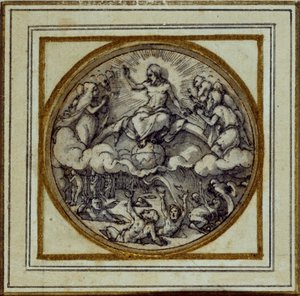 Het Laatste Oordeel - Ontwerp voor een hanger of hoedenspeld, ca. 1532-43 door Hans Holbein der Jüngere
