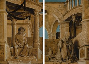 De peinzende Christus en de rouwende Maagd Maria door Hans Holbein der Jüngere
