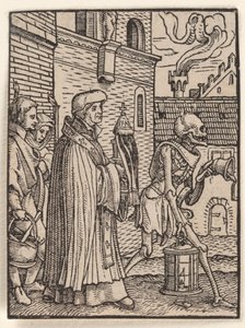 De priester, uit „De dans des doods“ door Hans Holbein the Younger