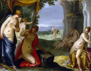 Diana en Actaeon door Hans I or Johann Rottenhammer