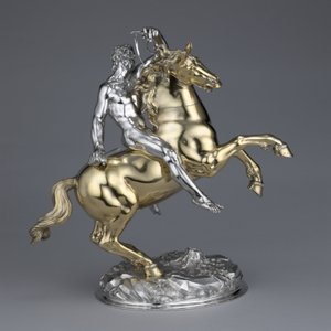 Paard en ruiter, 1630 door Hans Ludwig Kienle