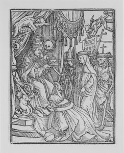 De Paus, uit De Dans van de Dood, ca. 1526, gepubliceerd 1538