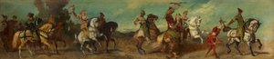 Ontwerp voor de feeststoet van 1879 - De valkenjacht door Hans Makart