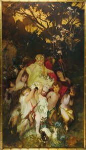 Moderne Amoretti, Drieluik, middenpaneel, 1868 door Hans Makart