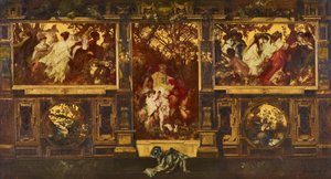 Moderne amouretten – Ontwerp voor decoratie van een muur door Hans Makart
