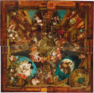 Nacht en ochtend, plafondschildering in vier delen door Hans Makart