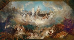 Het zinken van de Nibelungen-schat in de Rijn door Hans Makart