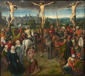 Calvarie drieluik, centraal paneel, 1480s door Hans Memling