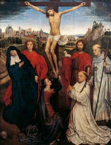 Kruisiging, centraal paneel van het drieluik van Jan Crabbe, ca. 1470