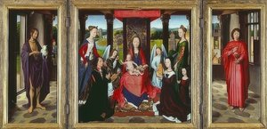 Maagd met kind en heiligen (The Donne Triptych) door Hans Memling