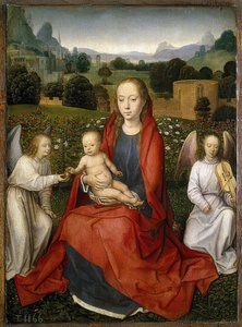 Madonna met kind en twee engelen door Hans Memling