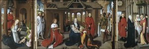 Geboorte. De Aanbidding van de Wijzen. De Presentatie van Jezus in de Tempel, 1479-1480 door Hans Memling