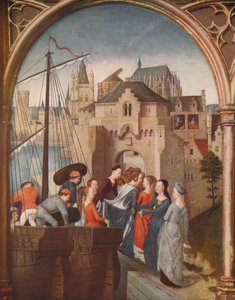De Aankomst van St. Ursula in Keulen, 1489, c1915 door Hans Memling