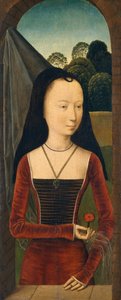 Jonge vrouw met een anjer, ca. 1485-90 door Hans Memling