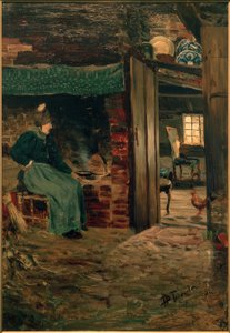 De oude Sös aan de haard, Klockries door Hans Peter Feddersen der Jüngere
