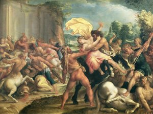 Hercules, Deianeira en de centaur Eurytion, ca. 1600 door Hans Rottenhammer