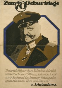 Poster ter viering van de 70e verjaardag van Veldmaarschalk Paul von Hindenburg, 1917