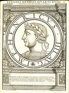 Henricus IIII, illustratie uit Imperatorum romanorum omnium orientalium et occidentalium verissimae imagines ex antiquis numismatis door Hans Rudolf Manuel Deutsch