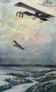 Militair dubbeldekker op verkenning boven het Argonnerwoud door Hans Rudolf Schulze