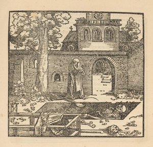Huilende vrouw bij een graf door Hans Schäufelein (possibly)