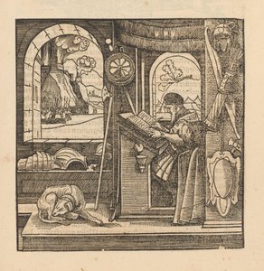 Man aan een schrijftafel door Hans Schäufelein (possibly)