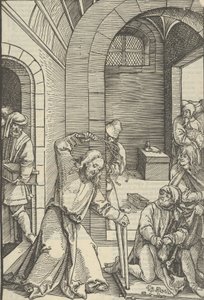 Christus zuivert de tempel, uit Speculum passionis domini nostri Ihesu Christi, 1507